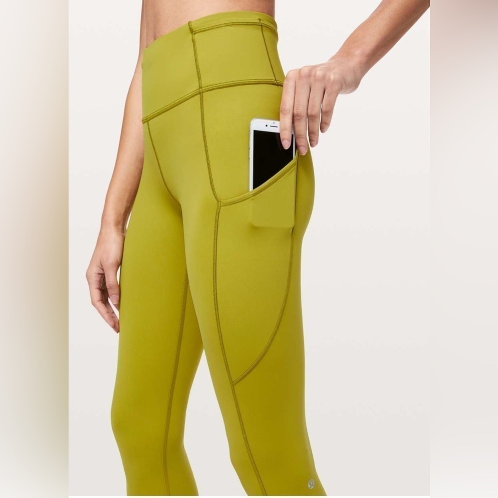 Lululemon Fast And Free High Rise Leggings Women 4 Sportswear Running  25” Lime